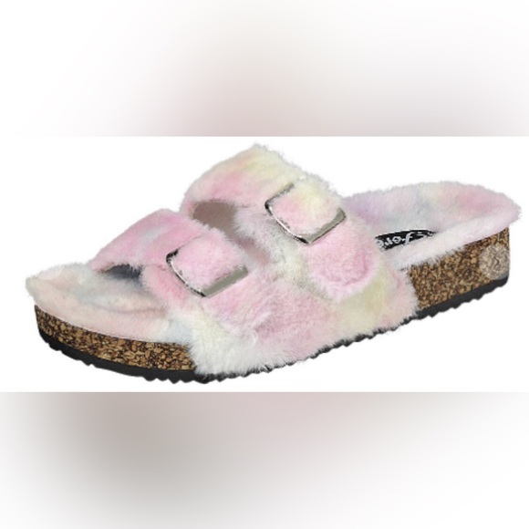 ⭐️ NEW Forever Furry Pastel Rainbow Sandal Slippers Womens Size 6 - Picture 5 of 5